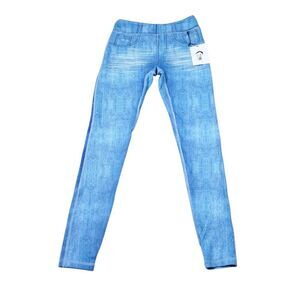 Zyia Active Denim Distressed Light N Tight High Rise Legging 28" Size 6-8 Blue